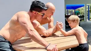5-Year-Old Hulk vs. Two Bodybuilders Arm Wrestling Fight
