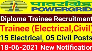 PGCIL Diploma Trainee Recruitment 2021, PGCIL Diploma Trainee Electrical, Civil Online Form 2021