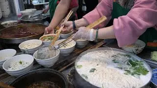 Spicy Beef Noodle Soup, Smoked Pork Scalp, Braised Food(Bean Curd, Egg, Peanuts), Boiled Vegetables
