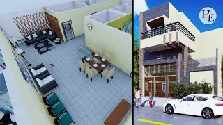 3D House Plan with Four Bedrooms | Kitchen, Living, and Garage | HADI Engineering