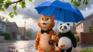 WHISKER'S HELPS PANDA ON RAINY DAY !!