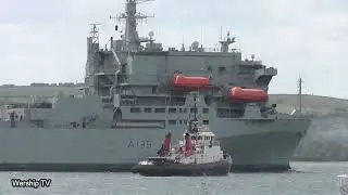 RFA ARGUS A135 ENTERS DEVONPORT NAVAL BASE AT MUTTON COVE 11th May 2022