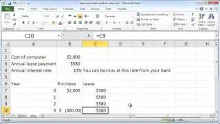 Excel 2010: lease versus purchase with residual value