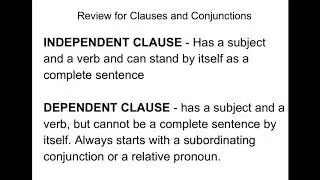 Classifying Sentences, Clauses, and Conjunctions