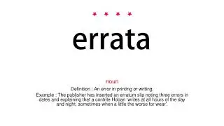 How to pronounce errata - Vocab Today