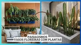Top +40 Vasos Floreira Ocupa Menos Espaços/ Decoração Vasos de Cimento, Plástico e Madeira