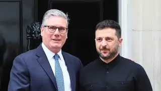 Volodymyr Zelensky arrives at 10 Downing Street to meet with Keir Starmer