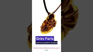 Gr&egrave;s Paris perfume jewelry vintage pendant necklace with gold bow perfume bottle shape collectible