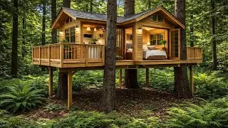 Building a House in the Forest (ASMR) &ndash; This Man Built the Craziest Treehouse Ever in the Woods!
