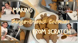Making Gingerbread cookies from scratch for the 1st Time with the kids! ❤️🍪