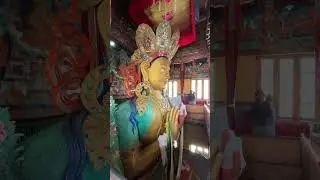Largest statue of Maitreya Buddha at Thiksey Monastery in Ladakh, India