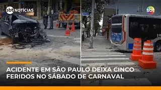 SP: Acidente envolvendo Audi e &ocirc;nibus deixa cinco feridos em Pinheiros | #SBTNot&iacute;cias