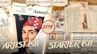 Junkjournal kits with authentic Italian vintage papers, fabrics, tags, envelopes and music paper