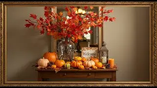 Frame TV Art - Frame Art TV with Music: Welcome to Autumn: Console Table Decor with Maple Leaves