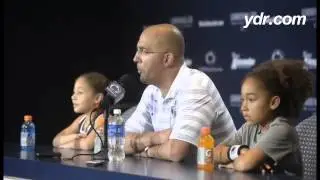 Coach James Franklin greets the media after #BlueWhite. #ydrpsu