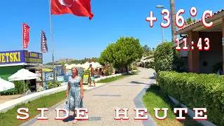 Aktuelles Wetter (36 Grad) in Side HEUTE (Promenade\Strand). Türkei 22.7.2026 11:43 Uhr 🥰🇹🇷 #side
