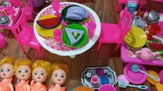 10 Minutes Satisfying with Unboxing Barbie Doll Pink Kitchen Play set | Toys Review | ASMR 
