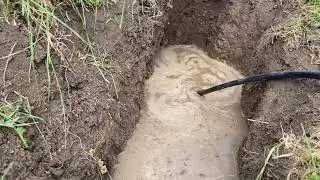 Jetting A Completely Blocked Clay Drain Tile, Finally Found the End