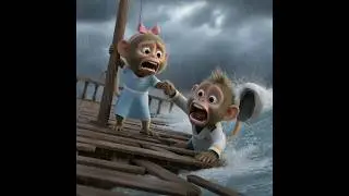 🐒🎀Brave Monkey&rsquo;s Adventure Rescue Story 🐵 #animatedcartoon #viral