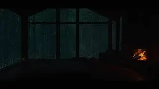 Rain Dripping on Cabin Roof 🌧️ Cozy Night Thunder with Fireplace Sounds for Deep Forest Sleep