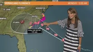 Changes in the path of Hurricane Florence