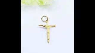 GOLDSHINE 22K Solid Yellow Gold Jesus Cross Pendant Genuine Hallmarked