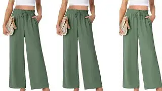 How to Cut & Sew High-Waist Palazzo Pants with Drawstring & Elastic Waistband|Beginner's friendly