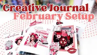 Setting up my February cover pages in my 2024 Creative Journal - Dutch Door Window Spread