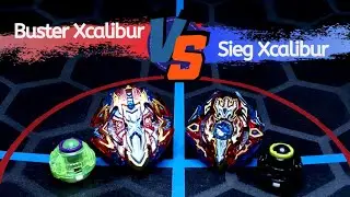 Buster Xcalibur.1'D.At vs Sieg Xcalibur.1.At| on Real Life Beyblade Stadium| Sword Fight