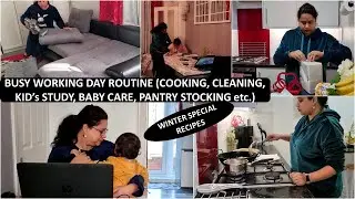 Snowy Monday Morning To Night Routine | Palak Rajma | Aloo Pyaj Pakora | Night Time Cleaning Routine