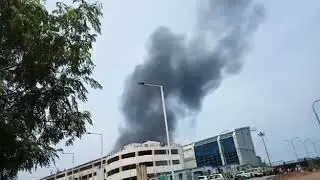Goa Airport ; closed temporarily for a few hours view incident of fire