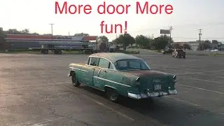 Cruising in the more door more fun 55 Bel Air Chevy Sedan!