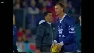 Celebrity kicking competition at halftime in 1996 E.J Whitten match