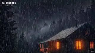 Rain Sounds and Thunder on Forest Cabin at Night | Soothing Rain Ambience for Sleep ASMR