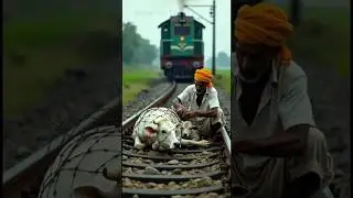 Brave Farmers Rescue Cow Trapped in Barbed Wires on Train Track! 🐄💔 #Rescue #Humanity #Animals