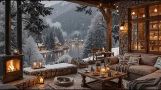 ❄️CHALET COSY Temp&ecirc;te Neige Snowstorm FIREPLACE - Feu de Chemin&eacute;e & Jazz Relaxant Ambiance Hiver