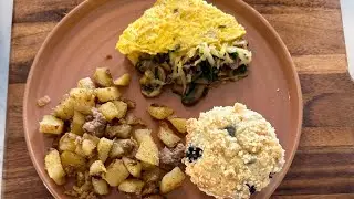 Gouda Omelettes and Blueberry Muffins