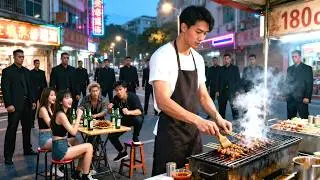 街頭混混調戲吃燒烤美女，下秒燒烤店小夥一把菜刀屠盡全場，隱世龍帥戰神歸位，全城震懵瑟瑟發抖！🚀#男頻#窮小子逆襲#爽文#爽爆短劇