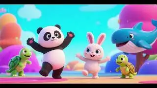 Panda, Bunny & Baby Turtles Dance with Whale Friends | Animal Dance Song for Kids | Nursery Rhymes