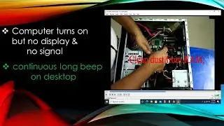 computer turns on but no display & no signal | continuous long beep on desktop