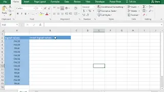 Use the NOT function to perform the logical not calculation (Excel 2016)