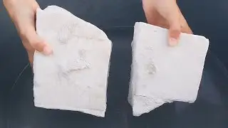 White dirt Snapy chunks crumbling in water