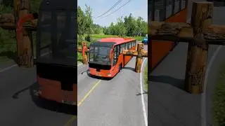 Fertilizer Truck and Buses Log Barrier Crush #shorts #beamngdrive #bus