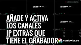 Añade y activa los canales IP extras que tiene el grabador