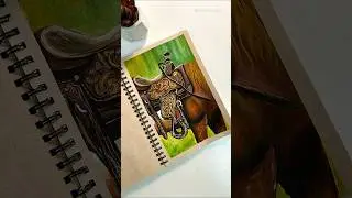 Inktober Day 18 - Saddle #artist #art #shortvideo #gouache #illustration #youtubeshorts #inktober