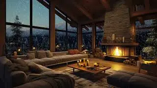 Howling Wind Outside with a Warm Fireplace | Cozy Night Ambience for Deep Sleep and Relaxation