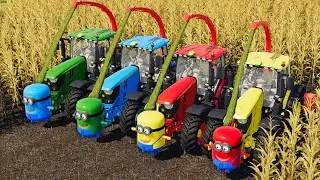 KING OF CORN ! Working with Colored MINIONS TRAILER ! CORN SILAGE HARVEST ! Farming Simulator 19
