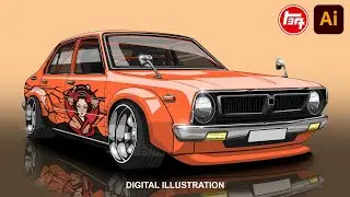 Adobe illustrator tutorial | Toyota Corolla KE 50 | JDM | Classic car digital illustration | #fyp