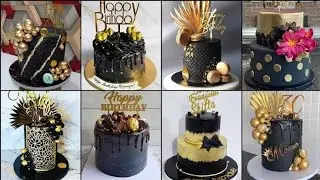 50+  Black Cake designs | Black And Gold Birthday Cake Ideas  | Black And Gold Cake