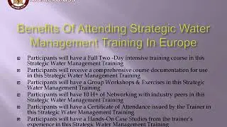 Strategic Water Management Training In Europe